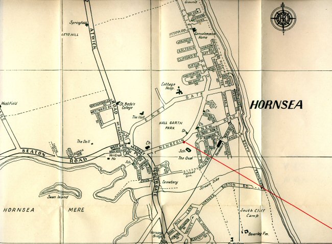 Map Of Hornsea Area Hornsea Old & New - Maps Of Hornsea - Street Plan 1950S